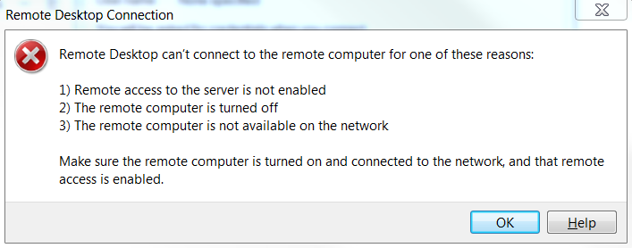 microsoft remote desktop connection fail